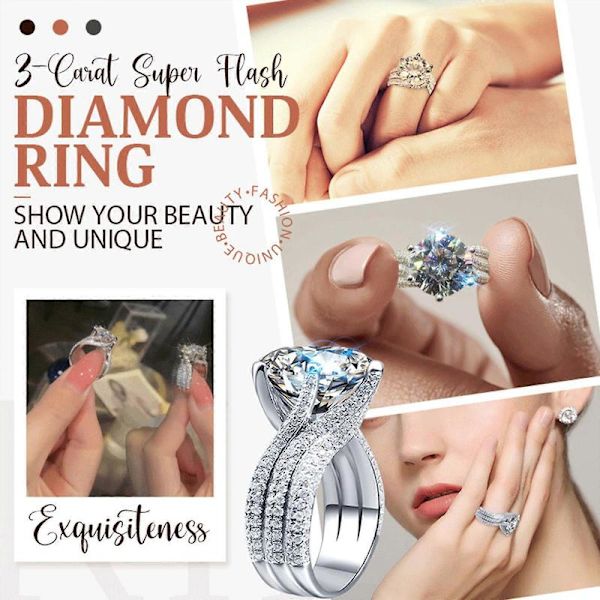 3 CT Super Sparkle Diamantring 925 Silver 10