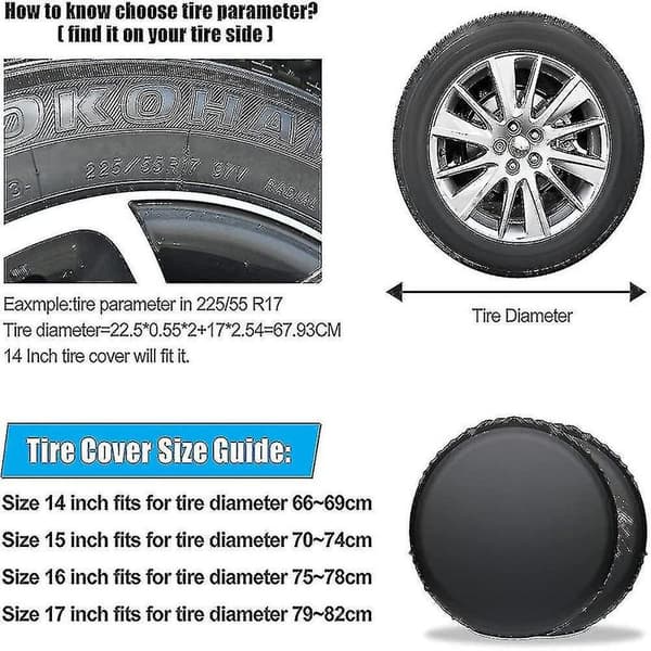 Universal reservdäcksskydd, PVC-läder vattentätt och dammtätt universal reservdäck - Perfekt 16inch