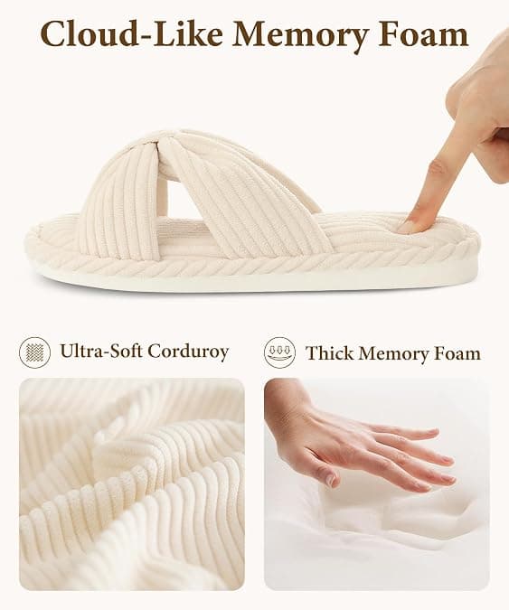 Memory Foam Tofflor för Kvinnor Öppen Tå Inomhusskor