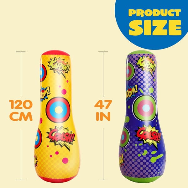2-pack Inflatable Bopper, 47 inch Kids Punching Bag with Bouncing Rebound, Inflatable Punching Bag