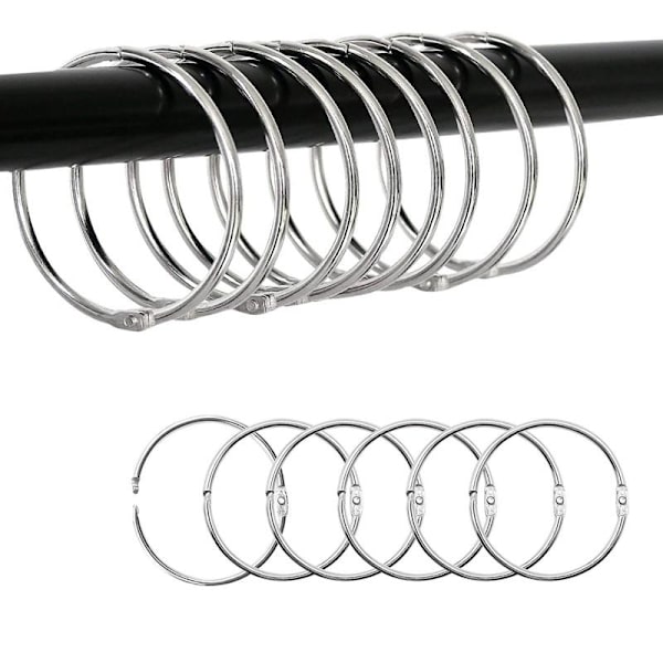 Sølv dusjforhengringer 30-pakning 60 mm