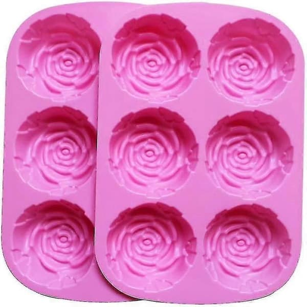 Set med 2 stora rosblommor iskub choklad tvålform