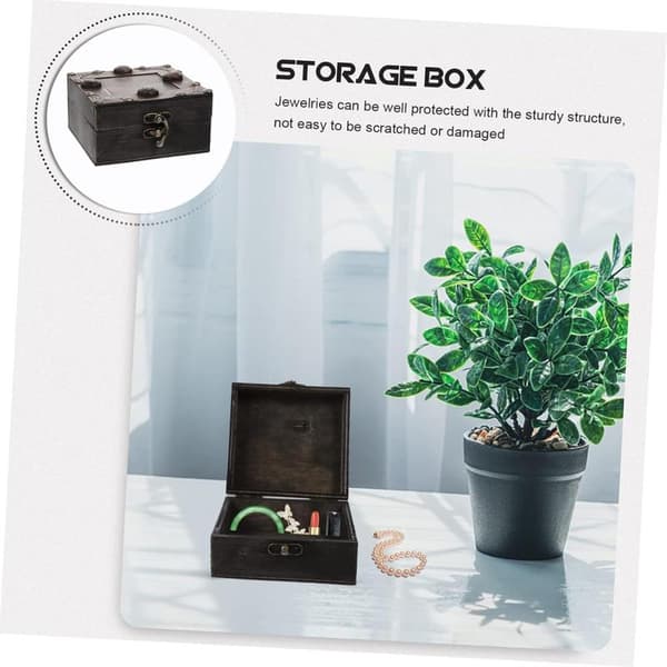 Box Box Retro Træboks Opbevaringskasser til Smykker Træ Trim Ørering S