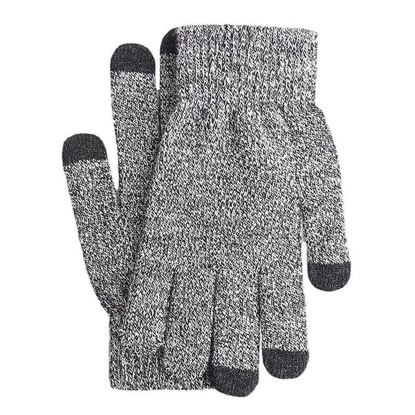 Varma stickade touchscreen-handskar i ull för män - Hel finger, tjock sammet, tre-finger touchscreen-funktion Dark grey