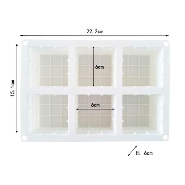 Silikon Lysform Stearinlys DIY 6 stk Kuber Rubiks hvit