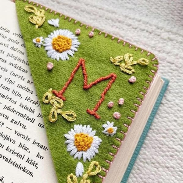 Hörnskydd Sidsseparerare Broderi Bokmärken Filt Blomma Bokmärken Spring