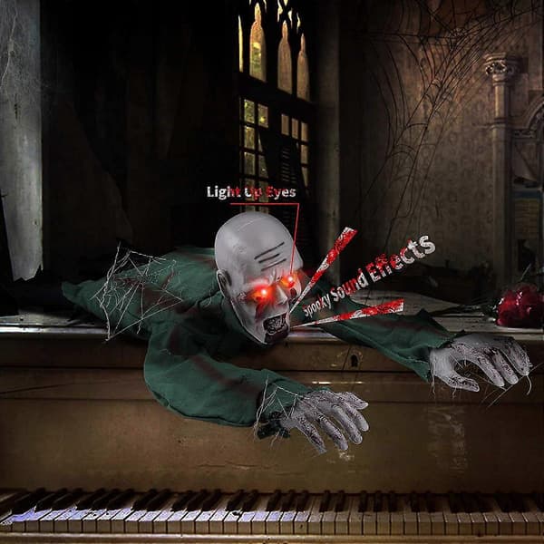 Halloween Creepy Crawling Zombie-rekvisitt med lys- og lydeffekter