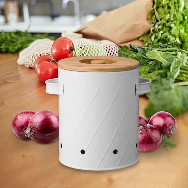 Potato Storage Box Food Storage Container with Lid Vegetable Storage Box Kitchen Storage Jar for Pantry Countertop - Perfet Black Small