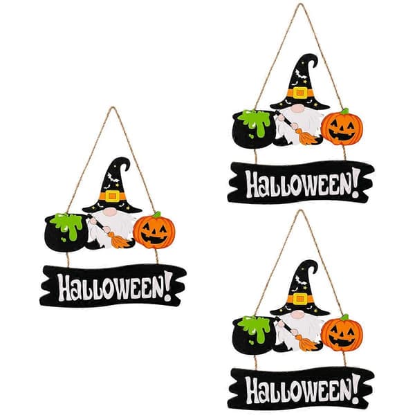 Hængende Halloween-skilt i træ til dekoration, 3 stk. Halloween-dørpynt
