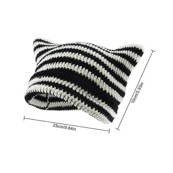 Unisex Vintermössa Liten Djävul Randig Stickad Mössa Kattöron Damhattar Red