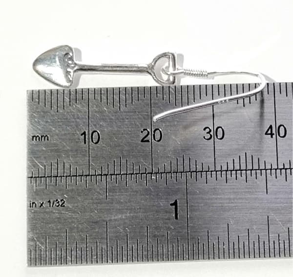 Spade sterling sølv dråpeøreringer .925 x 1 par Spader og spade dråper Øredobbkrok Sølv Earring Hook Silver