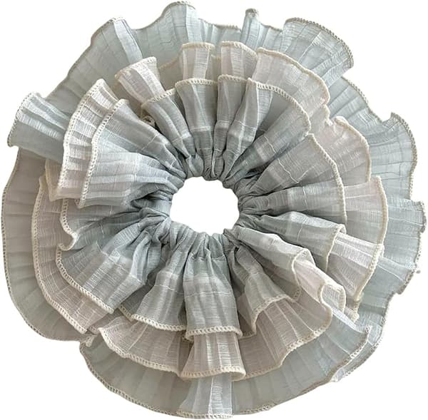Lacy Hårbånd Elastiske Scrunchies Multi Layer Fransk Hår, Blå
