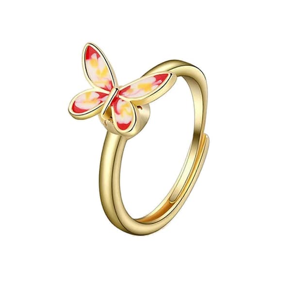 Angstring for sommerfugl Angst Ring Roterende Justerbar Stress Relief Ring Valentinsdag (LGL)