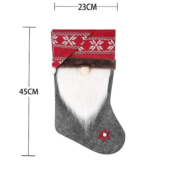 Juldekoration Julstrumpa Presentpåse Härlig Tomte Strumpa Bag2pcsröd+grå