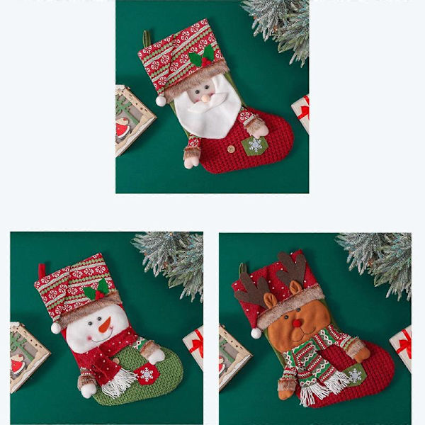 Jultomte Snögubbe Älg Presentstrumpor - Julgransdekoration