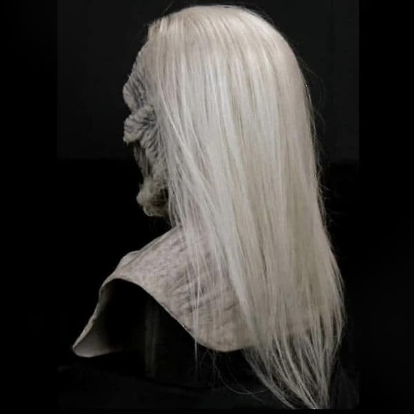 White Walker King fuld hovedmaske med hår til cosplay og Halloween-kostumer