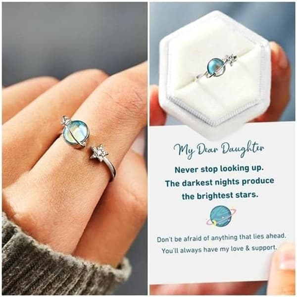 Min datter Fidget Ring Planet angst ring for datter Spinner ring, angst fidget ringer Smykkegave til kvinner jenter