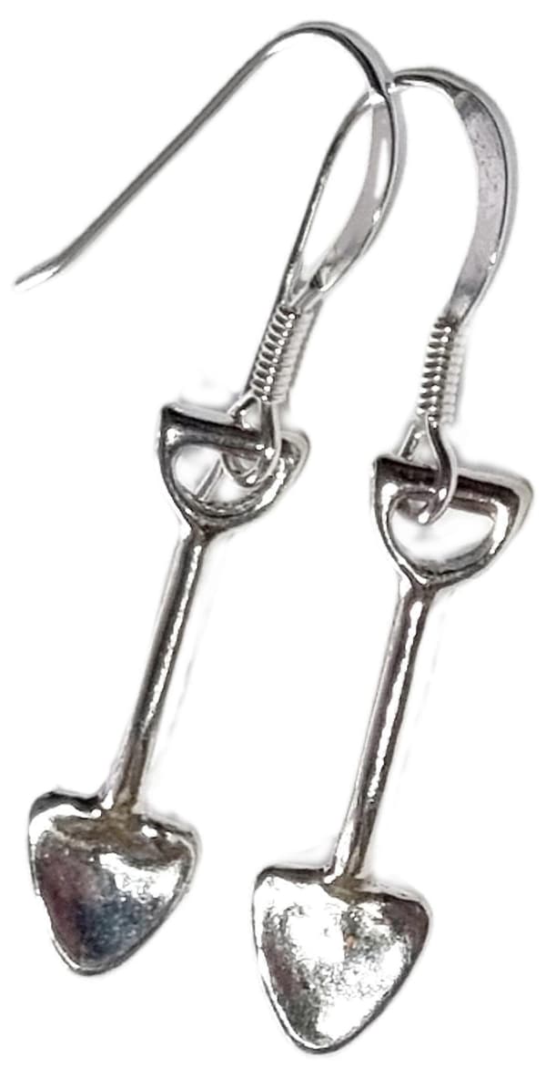 Spade sterling sølv dråpeøreringer .925 x 1 par Spader og spade dråper Øredobbkrok Sølv Earring Hook Silver