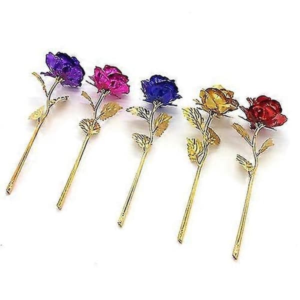 Födelsedag Bröllopspresent Guldpläterad Ros Älskares Blomma Doppad Ros Evig Kärlek Q Red