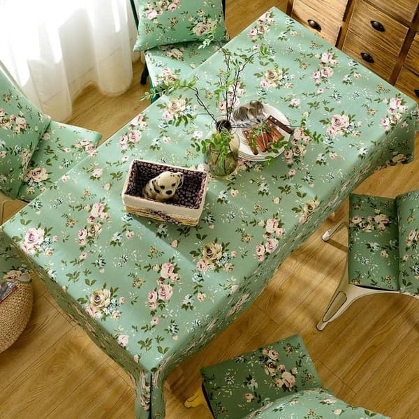 Væghængning med blomsterprint og vaskbart bomuldsstof