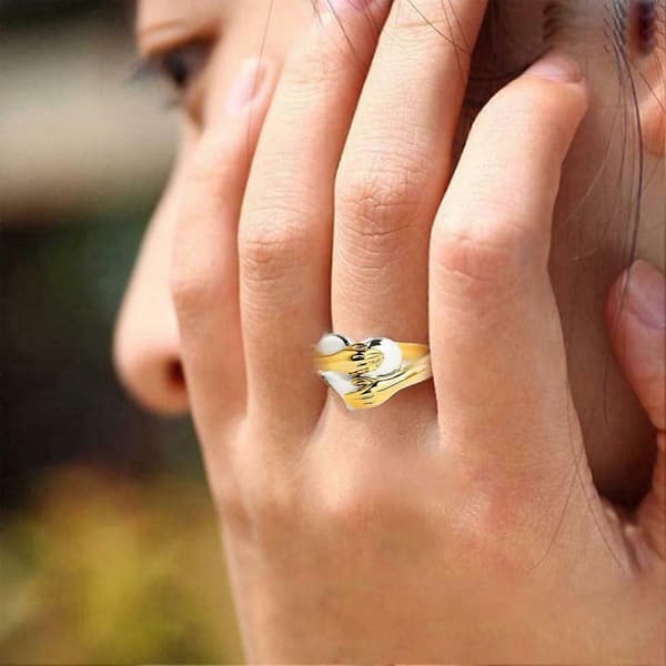Hænder Klemmer Hjerte Ring Hypoallergen Rustfri Ringe Til Ægteskabsforslag Gave Nummer 5 Number 5