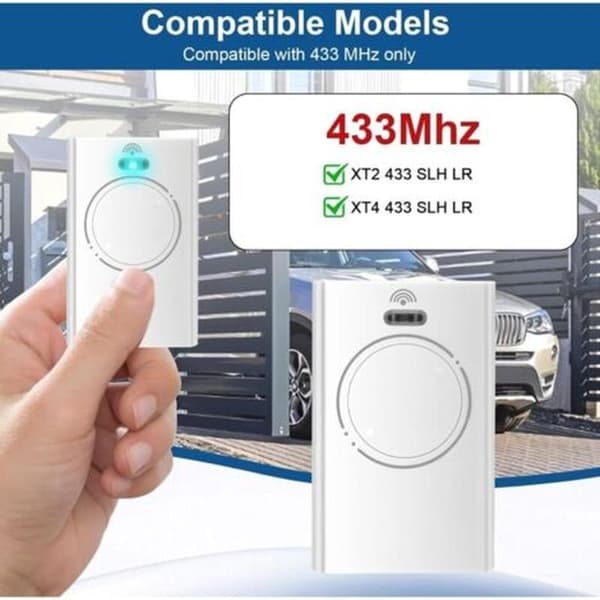 2-pack garage door remote controls 433.92 MHz - Compatible with XT2 433 SLH LR - 2 channels - White