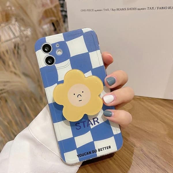 Passer til Iphone12mini Blått Grill Mobiltelefondeksel med Brakett