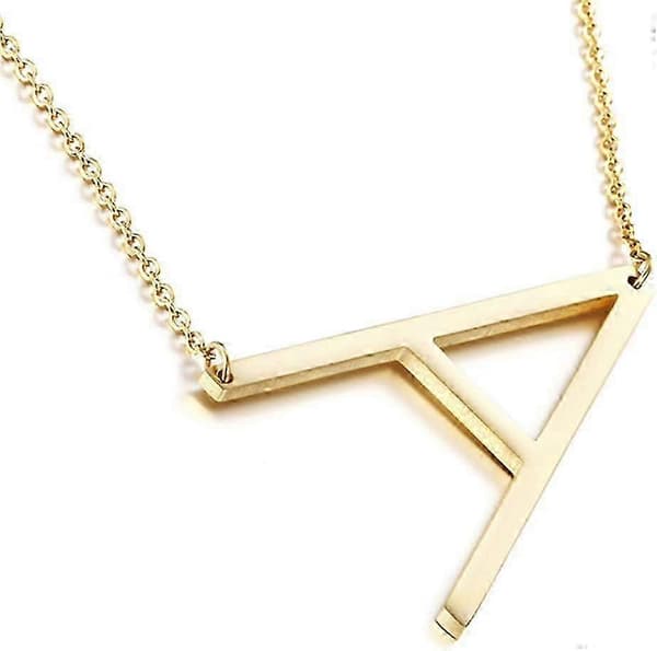 Sideværts Initial Halskæde 18K Forgyldt Rustfrit Stål Stort Bogstav Vedhæng Monogram Halskæde til Kvinder