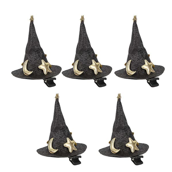 5 stk. mini heksehat hårnåle søde hårspænder Halloween nytår jul ferie hårpynt til børn