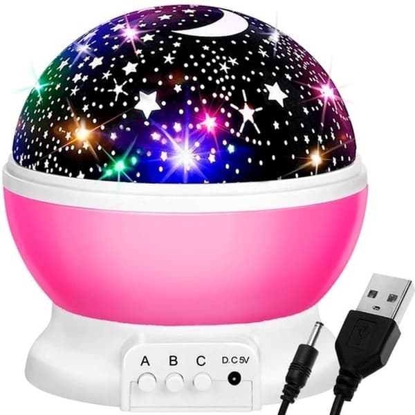 Nattlampe for barn / Projektor - Lampe med stjerner, rosa Pink Rosa