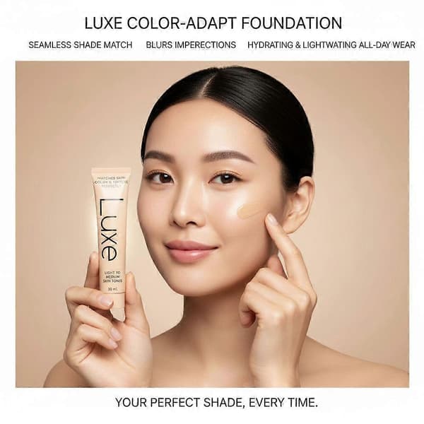 Luxe farveskiftende foundation matcher hudfarve og tekstur perfekt 30ml Medium Medium
