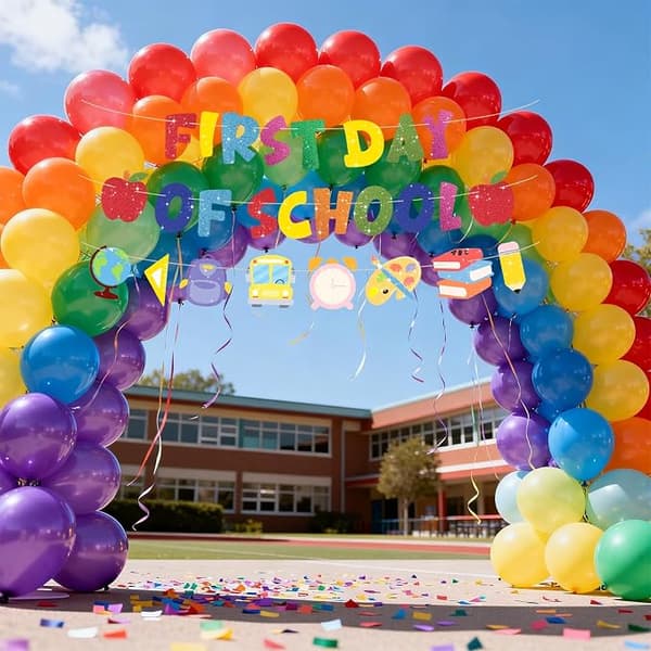 Glitter Første Skoledag Banner