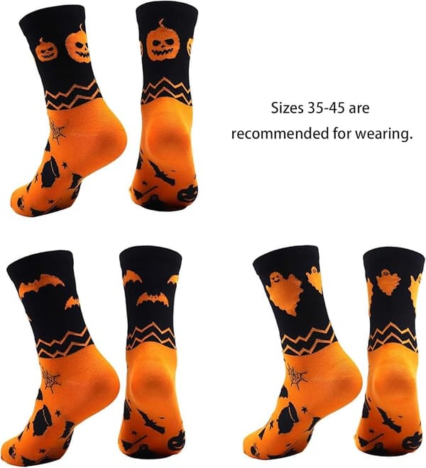 Kontrastfärgade Halloween-strumpor för kvinnor och män, fladdermus