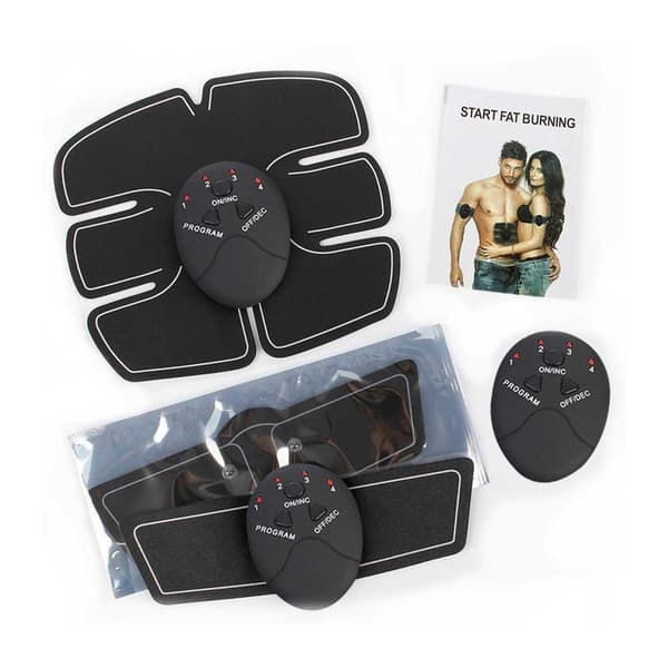 3-i-1 Elektronisk Muskelstimulator Træning 6-pack Mavemuskler EMS sort black