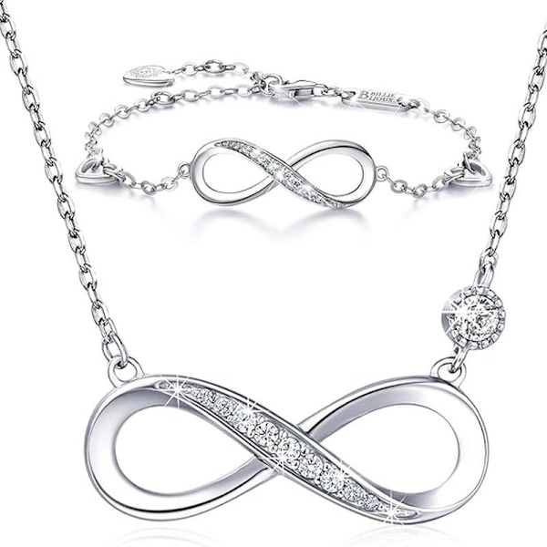 Silver 925 Sterling Silver Infinity Halsband Smyckesset