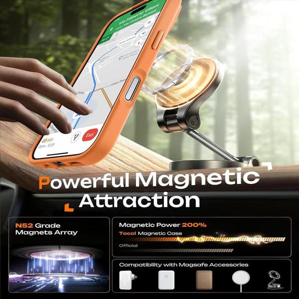 Magnetisk deksel for iPhone 17 6,3-tommer, kompatibelt med MagSafe (Oransje) iPhone 17