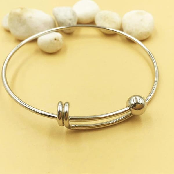 15 STK Rustfrit Stål Spole Push-pull Armbånd Spole Perle Mund Elastisk Justerbar Tråd Blank Armring DIY Smykkefremstilling til Kvinder