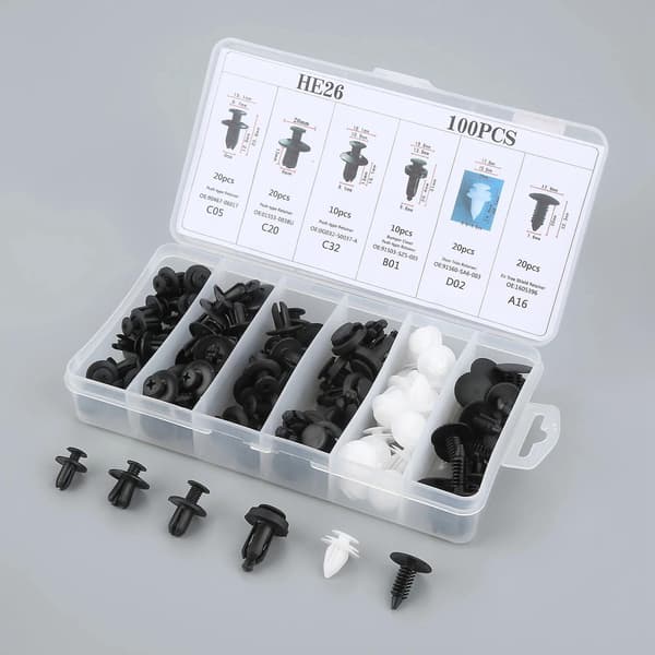 100 stk Universal Plastclips Bil Auto Push Retainer Pin Nitte Trim Clip Panel Auto Fastgørelsessæt A