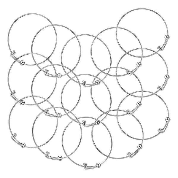 15 STK Rustfrit Stål Spole Push-pull Armbånd Spole Perle Mund Elastisk Justerbar Tråd Blank Armring DIY Smykkefremstilling til Kvinder