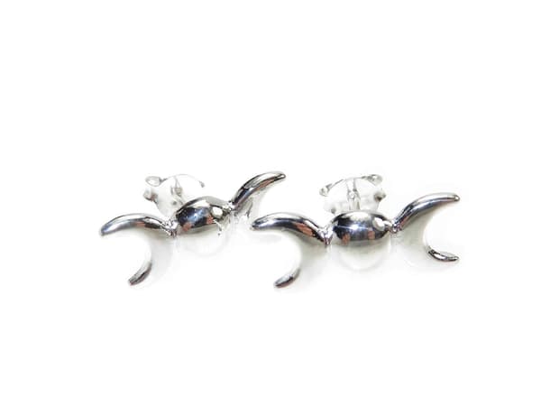 Triple Moon Goddess sterling sølv par øreringe Jomfru Moder Gamle A1 Øreringe Sølv Earrings Silver