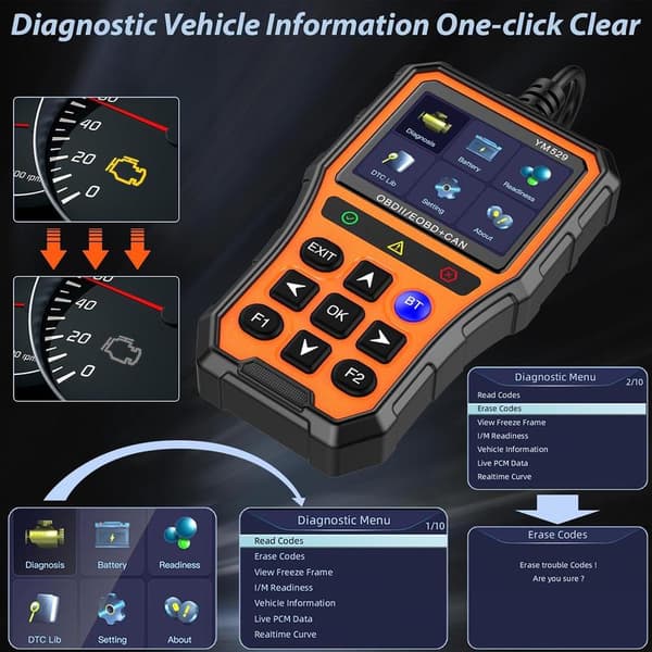 OBD2-scanner automatisk kodelæser med Bluetooth køretøjskodelæser automatisk scanner ABS SRS transmissionsdiagnoseværktøj