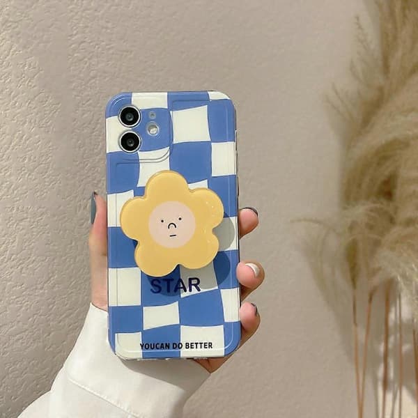 Sopii Iphone12mini Sininen Grillikuvioinen Puhelinkotelo Jalustalla