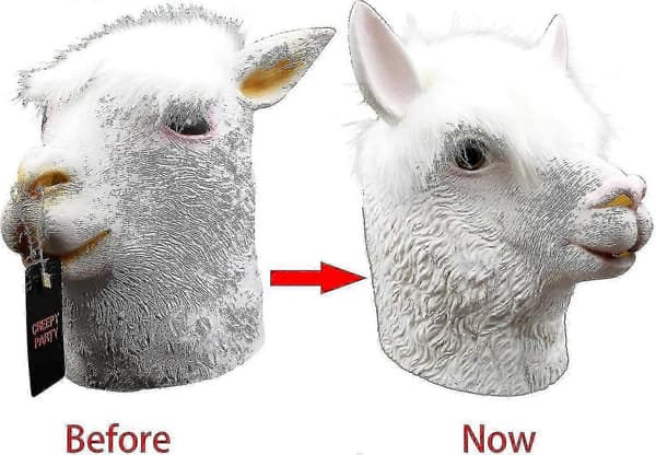 Latex Lama Maske Dyrehode Kostyme for Halloween og Temafester