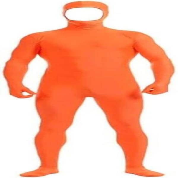 Halloween Spandex Bodysuit med Ansiktsåpning, Inkluderer Hatt & Bart Oransje M[JSR] M(160cm)