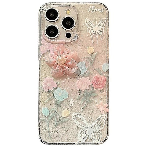 For iPhone 14 Pro TPU Case 3D Rose Flower Pattern Printing Phone Cover