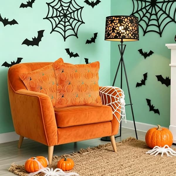 Halloween putetrekk 45 x 45 cm, høstdekorasjon innendørs gresskar putetrekk