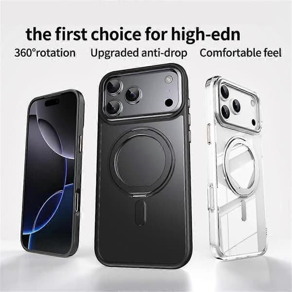 Compatible with iPhone 17 Pro Max Case Compatible with MagSafe TPU + Acrylic + Metal Stand Matte Phone Case Silver-Perfet