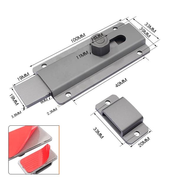 Dørbolt i aluminiumslegering - Korrosjonsbestandig Grå Grå 120 mm