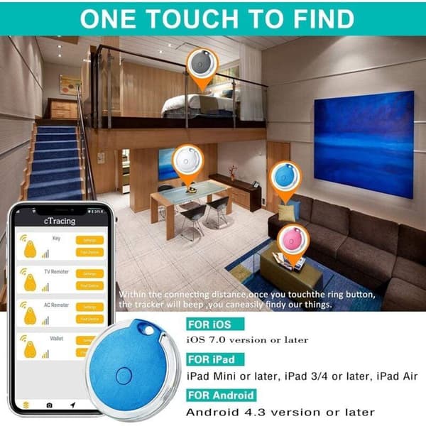 4-pack Mini Vattentät Portabel Bluetooth GPS-Tracker för Bagage/Barn/Husdjur/Katt/Hund