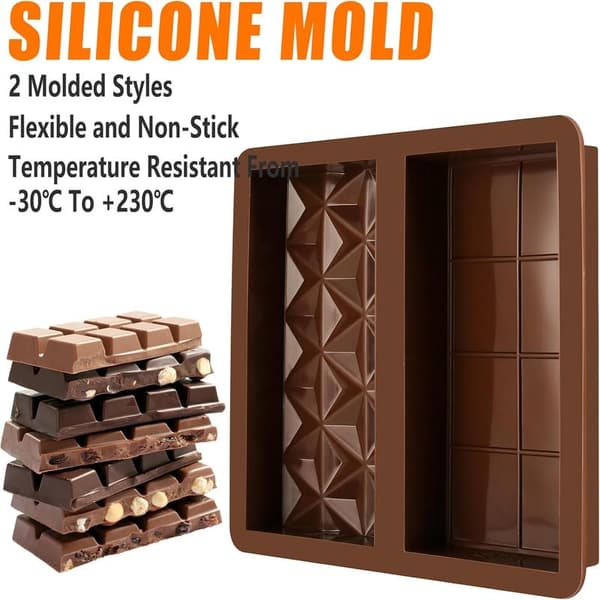 2 stk. dyb chokoladeform silikone Dubai chokolade chokoladebræt 2 i 1 silikoneform